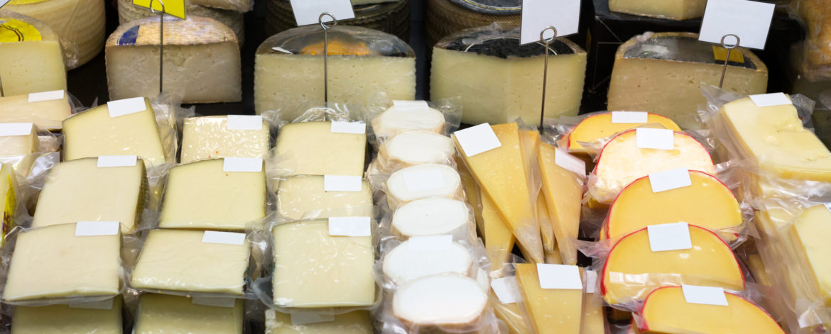 Tasty cheese in packs and in bulk